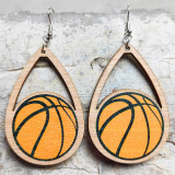Football World Cup Earrings Water Drop Hollow Wood Baseball Basketball Volleyball Earrings