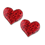 Pink glitter heart sequin resin suitable for 20MM Snaps Buttons