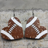 Love shaped sports leather earrings Baseball Softball Rugby Football World Cup Ice Hockey Tennis Earrings