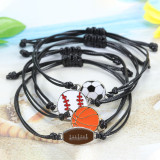 Hand woven baseball, football, basketball, volleyball alloy bracelet