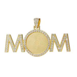 50pcs/lot Alloy letter K-MOM internal diameter 25MM round time gemstone base DIY mobile head set diamond necklace pendant