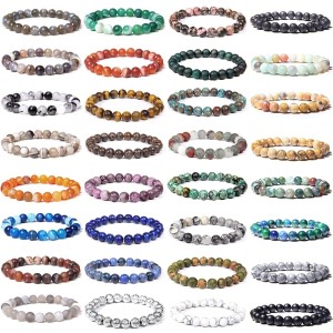 8mm natural stone beads bracelet elastic string agate, natural turquoise, lapis lazuli, tiger's eye stone