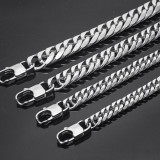 10MM New Europe and the United States new hot male love tie-in titanium steel men's bracelets Cuba chain ins square buckle necklace