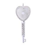 50pcs/lot Alloy internal diameter 25mm peach heart key shaped necklace pendant with diamond time gem alloy base support alloy accessories diy