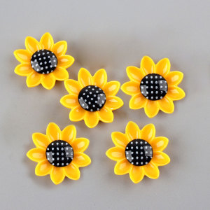 Sunflower flower resin suitable for 18MM Snaps Buttons