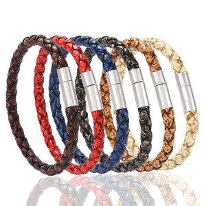 Fashion simple personality bracelet high-grade color braided leather buckle bracelet