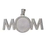 50pcs/lot Alloy letter K-MOM internal diameter 25MM round time gemstone base DIY mobile head set diamond necklace pendant