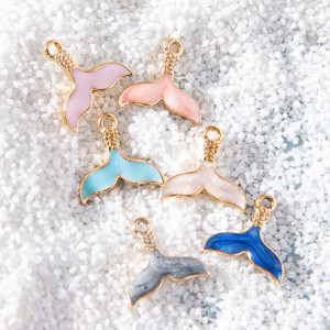 10pcs/lot High-quality  Alloy Cartoon colorful fish tail key chain diy pendant alloy oil dripping earrings bracelet female accessories