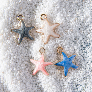 10pcs/lot High-quality Alloy Ocean Star Mini Colorful Starfish Alloy Oil Dropping Pendant DIY Pendant Bracelet Accessories