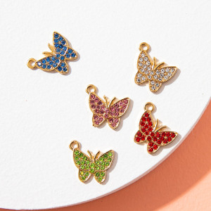 10pcs/lot  High-quality Alloy Colorful diamond butterfly bracelet, clavicle chain, ankle chain, female jewelry pendant, alloy electroplating accessories