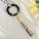Silicone bead bracelet Amazon hot selling wooden bead bracelet Key chain pendant Anti loss bracelet Key ring