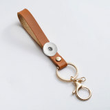 PU leather key chain car key ring simple creative leather metal key chain pendant 20MM snap button jewelry