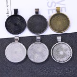 100pcs/lot Alloy  High quality 25mm diameter round necklace pendant base alloy time precious stone base alloy jewelry accessories diy