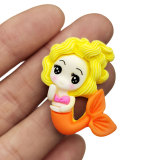 Cartoon mermaid princess flat bottom mobile phone case hair clip accessories diy resin accessories