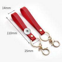 PU leather key chain car key ring simple creative leather metal key chain pendant 20MM snap button jewelry