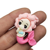 Cartoon mermaid princess flat bottom mobile phone case hair clip accessories diy resin accessories