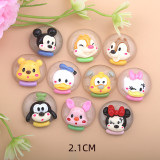 Cartoon Disney doll Mickey Minnie Bear  flat bottom mobile phone case hair clip accessories DIY resin accessories