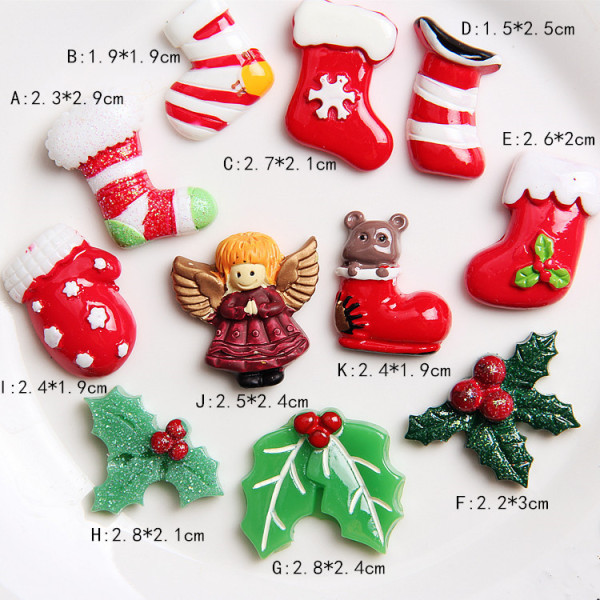 Christmas shoes  flat bottom mobile phone case hair clip accessories DIY resin accessories