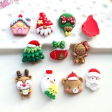 Christmas Deer Santa Claus flat bottom mobile phone case hair clip accessories DIY resin accessories