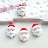 Christmas Deer Santa Claus flat bottom mobile phone case hair clip accessories DIY resin accessories