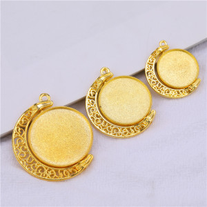 100pcs/lot Alloy Inner diameter 20MM 25MM 30MM alloy jewelry gold accessories diy time gem moon hollow 360 degree rotation double-sided alloy bottom bracket