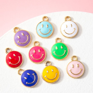 10pcs/lot  High-quality Alloy Diy alloy electroplating oil dripping accessories colorful smiley face pendant pendant bracelet small pendant