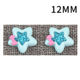 12MM Pink glitter star bow tie resin ornaments Snaps Buttons
