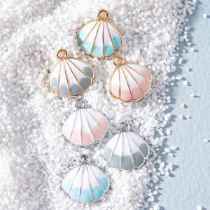 10pcs/lot  High-quality Alloy Ocean Series Mini Alloy Shell Pendant diy Pendant Earrings Bracelet Girl Jewelry Oil Drop Sand Gold Accessories