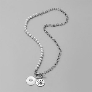 Stainless steel chain length 54CM round coin suitable for 18MM snap fastener
