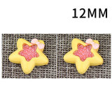 12MM Pink glitter star bow tie resin ornaments Snaps Buttons