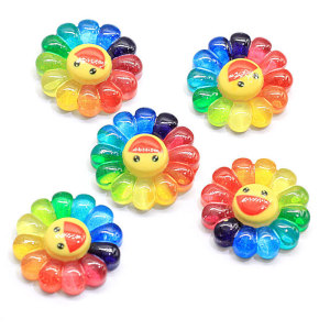 Smiling Face Colorful Sunflower resin suitable 18MM snap button charms