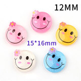 12MM Shiny pink smiling face expression resin ornaments Snaps Buttons