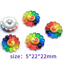 Smiling Face Colorful Sunflower resin suitable 18MM snap button charms