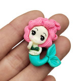 Cartoon mermaid princess resin suitable for 18MM Snaps Buttons
