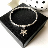 Christmas Snow Transfer Beads Handstring Simple Bracelet Personality Silver Hand Jewelry