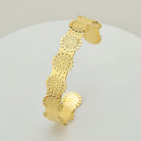Stainless steel 14k gold hollow snowflake panel opening adjustable bracelet