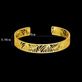 Stainless steel 14k gold leaf hollow opening adjustable bracelet