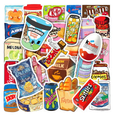 50pcs snacks graffiti stickers decorative suitcase notebook waterproof detachable stickers