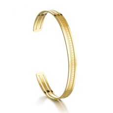 Stainless steel 14k gold hollow smooth dot C-shaped opening adjustable bracelet
