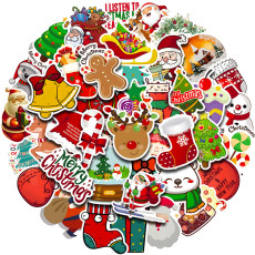 50pcs Christmas graffiti stickers decorative suitcase notebook waterproof detachable stickers