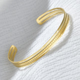 Stainless steel 14k gold hollow smooth dot C-shaped opening adjustable bracelet