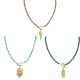 Stainless Steel Natural Stone Beaded Necklace 14K Real Gold Versatile Light and Sweet Collar Chain