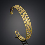 Stainless steel 14k gold leaf tree branch hollow opening adjustable bracelet