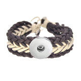 Cotton and linen two color hand woven bracelet is suitable for 18MM jewelry snap