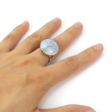 Hand wound round amethyst natural stone life tree ring female adjustable opening ring
