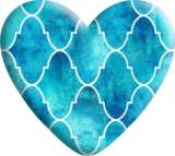Pretty Blue lattice Love pattern Heart Photo Resin snap button  fit 18mm snap jewelry