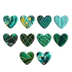 Pretty Green lattice Love pattern Heart Photo Resin snap button charms   fit 18mm snap jewelry