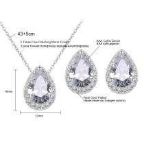 Two piece set of water drop necklace earrings inlaid AAA zircon jewelry set