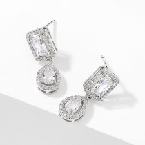 Geometric Square Earrings Feminine Elegant Water Drop Zircon Earrings