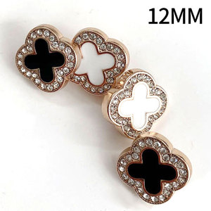 12MM Four leaf clover with rhinestone Metal snap button  DIY jewelry